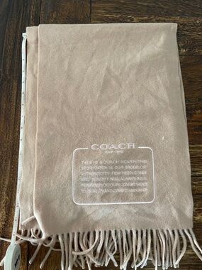 Coach Pink Fringe Scarf with Logo Stamp
